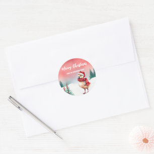 Sticker Rond Cute canard Swan zoo Père Noël Noël