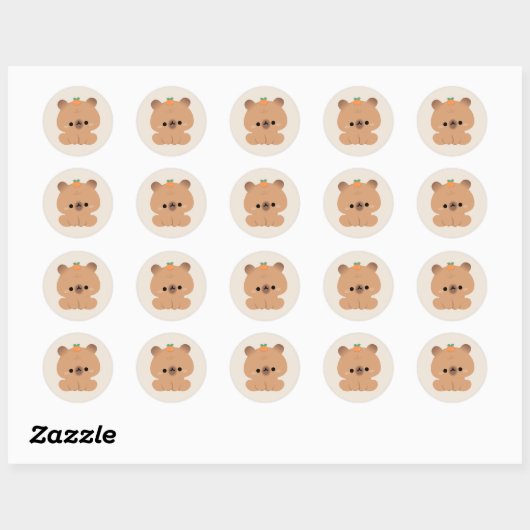 Sticker Rond Cute Capybara (Feuille)