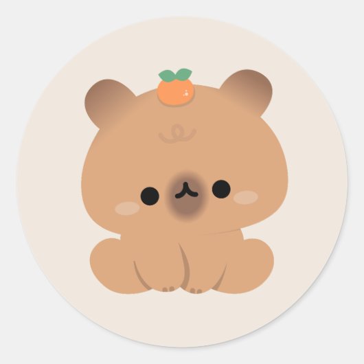 Sticker Rond Cute Capybara (Devant)