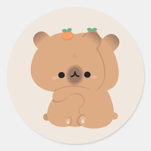 Sticker Rond Cute Capybara Couple (Devant)
