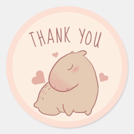 Sticker Rond Cute capybara merci (Devant)