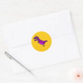 Sticker Rond Cute cartoon angry purple dinosaure (Enveloppe)