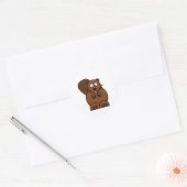 Sticker Rond Cute Cartoon Beaver Funny Bois Animal