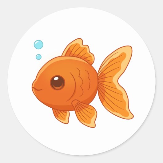 Sticker Rond Cute Cartoon Goldfish on White (Devant)