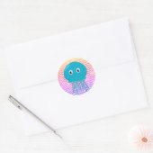 Sticker Rond Cute Cartoon Jellyfish Dans Océan Coloré (Enveloppe)