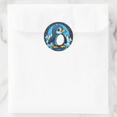 Sticker Rond Cute Cartoon Penguin Cold (Sac)