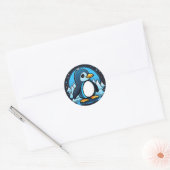 Sticker Rond Cute Cartoon Penguin Cold (Enveloppe)