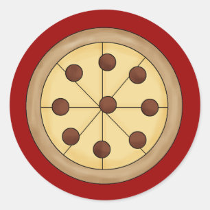 Sticker Rond Cute Cartoon Pizza Italienne Pie Délicieux Repas