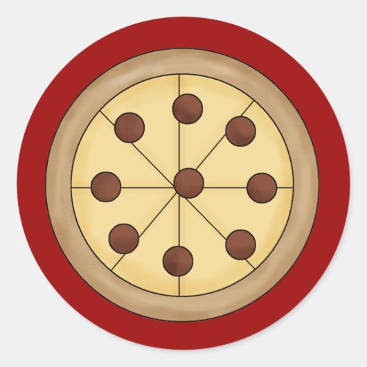 Sticker Rond Cute Cartoon Pizza Italienne Pie Délicieux Repas (Devant)