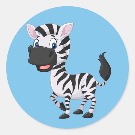 Sticker Rond Cute cartoon Zebra background (Devant)