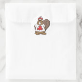 Sticker Rond Cute castor canadien (Sac)