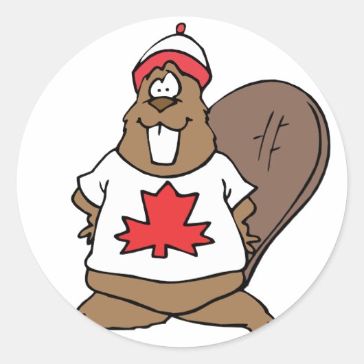 Sticker Rond Cute castor canadien (Devant)