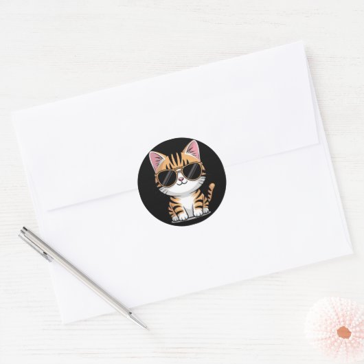 Sticker Rond Cute cat (Enveloppe)