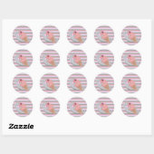 Sticker Rond Cute Cat Eating Ice Cream Striped (Feuille)