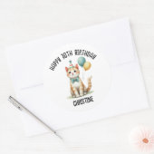 Sticker Rond Cute cat fête d'anniversaire (Enveloppe)