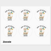 Sticker Rond Cute cat fête d'anniversaire (Feuille)