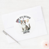 Sticker Rond Cute cat fête d'anniversaire (Enveloppe)