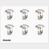 Sticker Rond Cute cat fête d'anniversaire (Feuille)