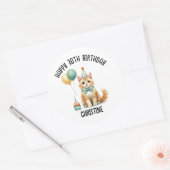 Sticker Rond Cute cat fête d'anniversaire (Enveloppe)