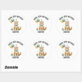 Sticker Rond Cute cat fête d'anniversaire (Feuille)