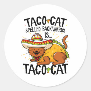 Sticker Rond Cute Cat Funny Cinco De Mayo