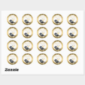 Sticker Rond Cute Cat Gold Menorah dreidel Jewish Hanoukka (Feuille)