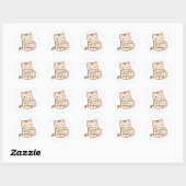 Sticker Rond Cute Cat Hug Coffee Love Language (Feuille)
