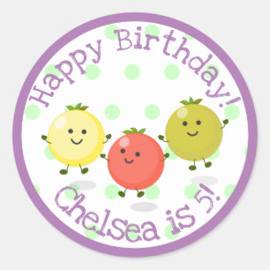 Sticker Rond Cute cerry tomate personnalisées dessin animé anni