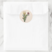 Sticker Rond Cute Chameleon en Floral Bouquet Art Botanique (Sac)