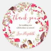 Sticker Rond Cute champêtre forêt rustique merci baby shower (Devant)