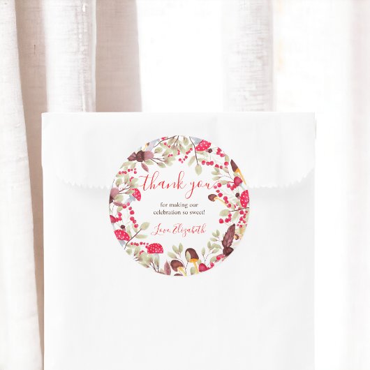 Sticker Rond Cute champêtre forêt rustique merci baby shower