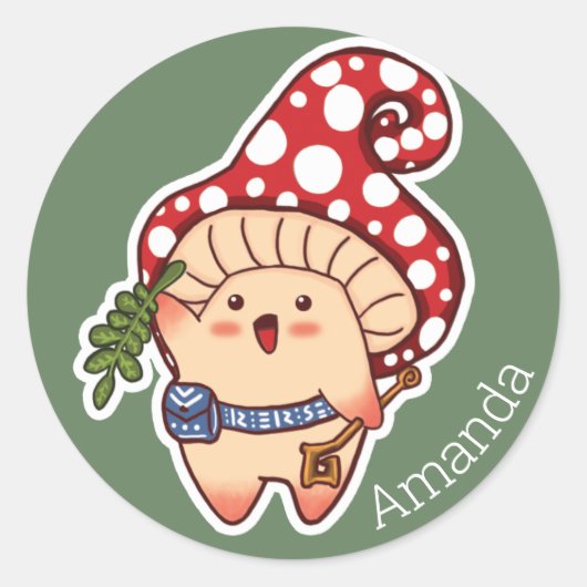 Sticker Rond Cute champignon herbacé de Woodland (Devant)