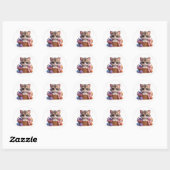 Sticker Rond Cute chat (Feuille)