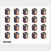 Sticker Rond Cute chat (Feuille)