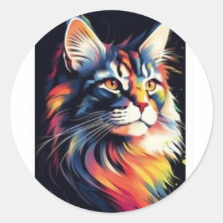 Sticker Rond Cute chat