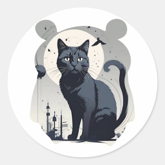 Sticker Rond Cute chat (Devant)
