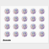 Sticker Rond Cute chat avec arc irisé (Feuille)