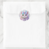 Sticker Rond Cute chat avec arc irisé (Sac)