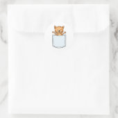 Sticker Rond Cute chat dans une poche (Sac)