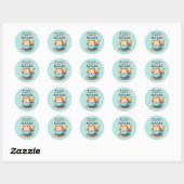 Sticker Rond Cute Chat en Teacup Kawaii Art Cosy (Feuille)