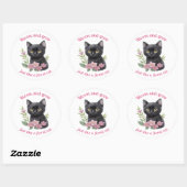 Sticker Rond Cute chat Floral Design Fleurit et grandit (Feuille)