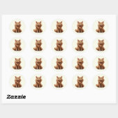 Sticker Rond Cute chat gingembre kawaii chatons, animaux domest (Feuille)