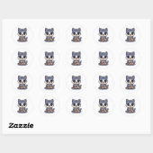 Sticker Rond Cute Chat manger des biscuits Classique T-shirt (Feuille)