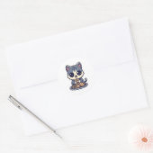 Sticker Rond Cute Chat manger des biscuits Classique T-shirt (Enveloppe)