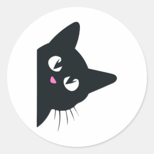 Sticker Rond Cute Chat Noir Halloween Costume Kitten Enfants To