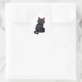 Sticker Rond Cute Chat Noir Silhouette Amusant (Sac)