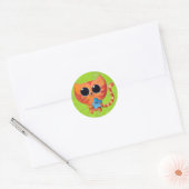 Sticker Rond Cute chat orange avec étoile (Enveloppe)
