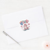 Sticker Rond Cute Chat Rose Gâteau d'anniversaire - Anniversair (Enveloppe)