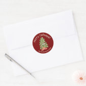 Sticker Rond Cute Chat sur Chistmas Tree Joyeux Catnaps! Red (Enveloppe)