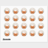 Sticker Rond Cute Chat Sur Une Illustration D'Halloween Citroui (Feuille)